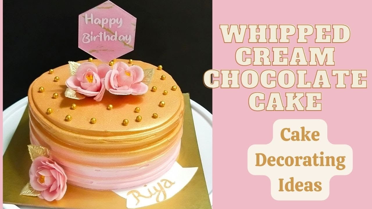 Whipped Cream Cake with Gold Effect | Cake Decorating Ideas by Garfin's Creation