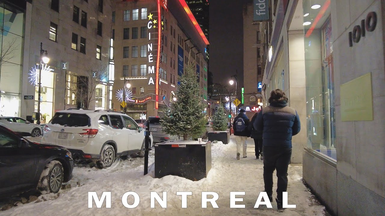 Friday Evening in Downtown Montreal - Winter Walk 2023