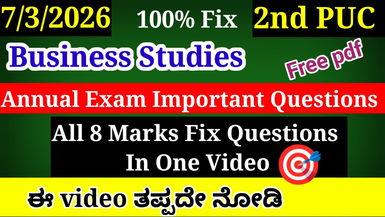2nd PUC Business Studies Important Questions For Annual Exam 2026 With Answers