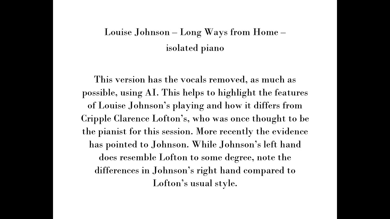 Louise Johnson   Long Ways from Home   isolated piano