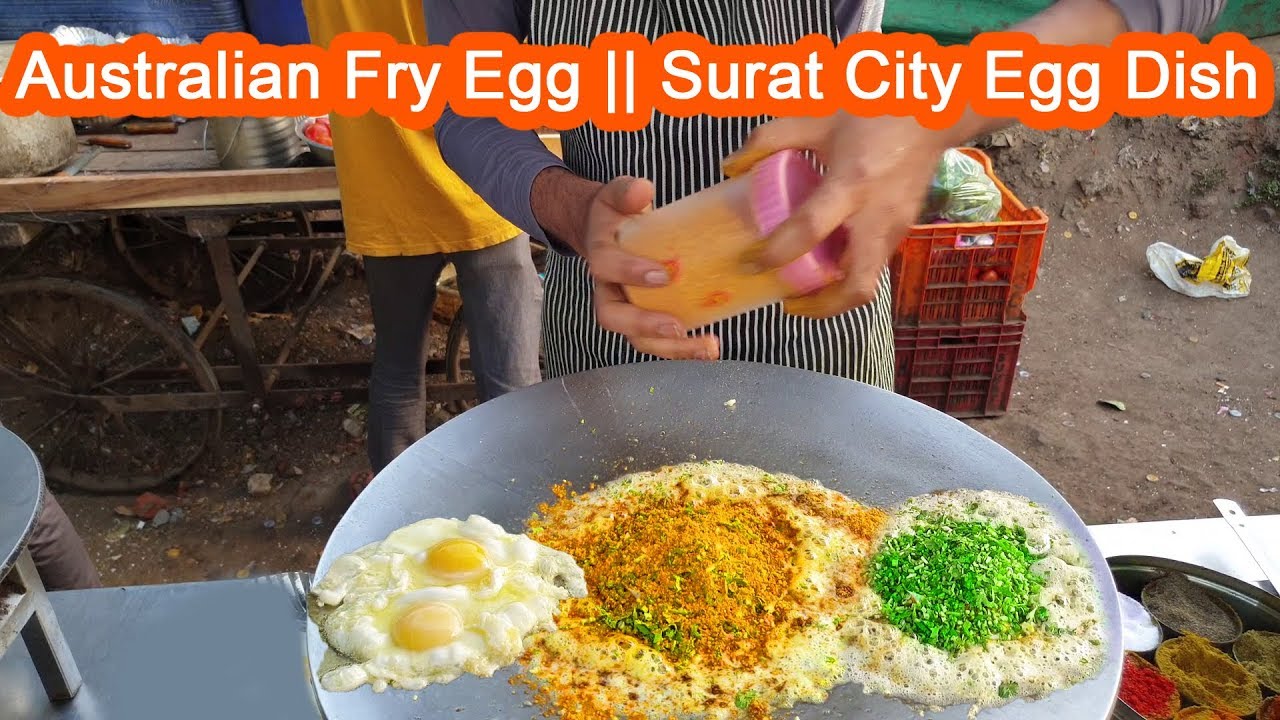 Australian Fry Egg - Jay Bhole Omelette Center, Adajan, Surat || Hindi Recipe || Indian Street Food