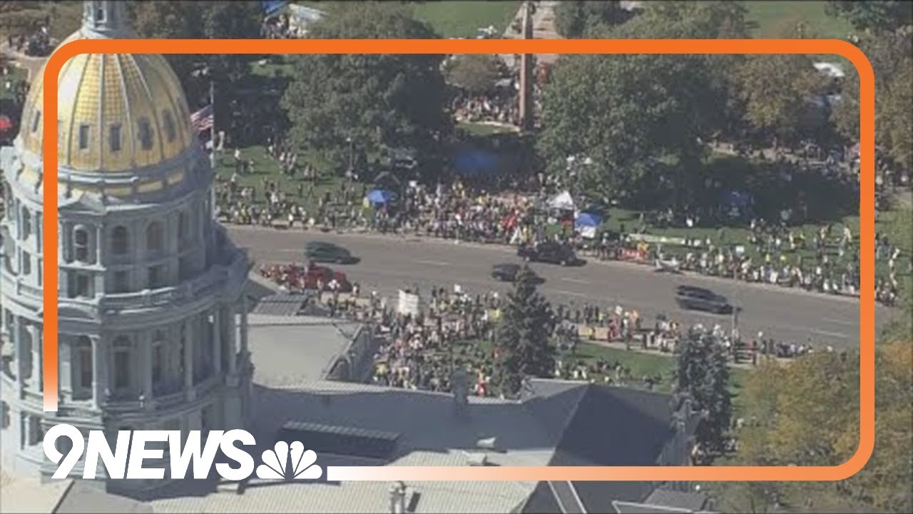 People arrive at Colorado State Capitol for 'No Kings' rally in Denver