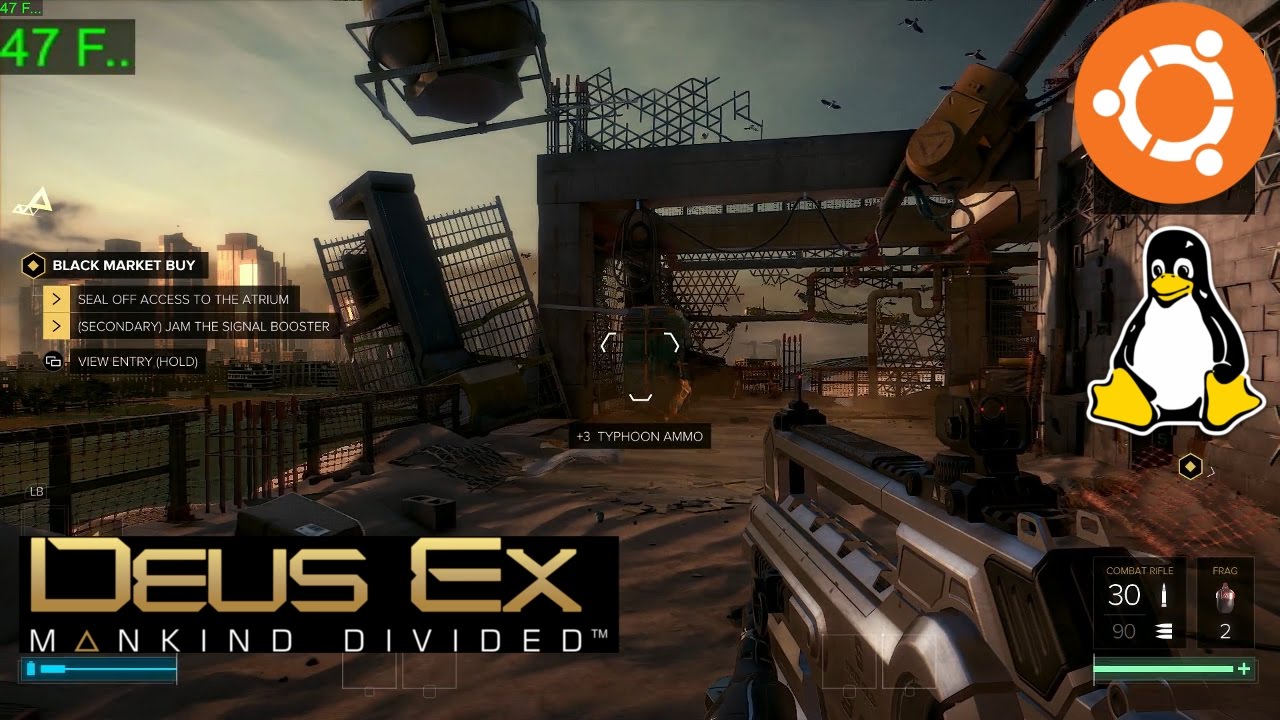 Deus Ex Mankind Divided Gameplay on Ubuntu Linux (Native)