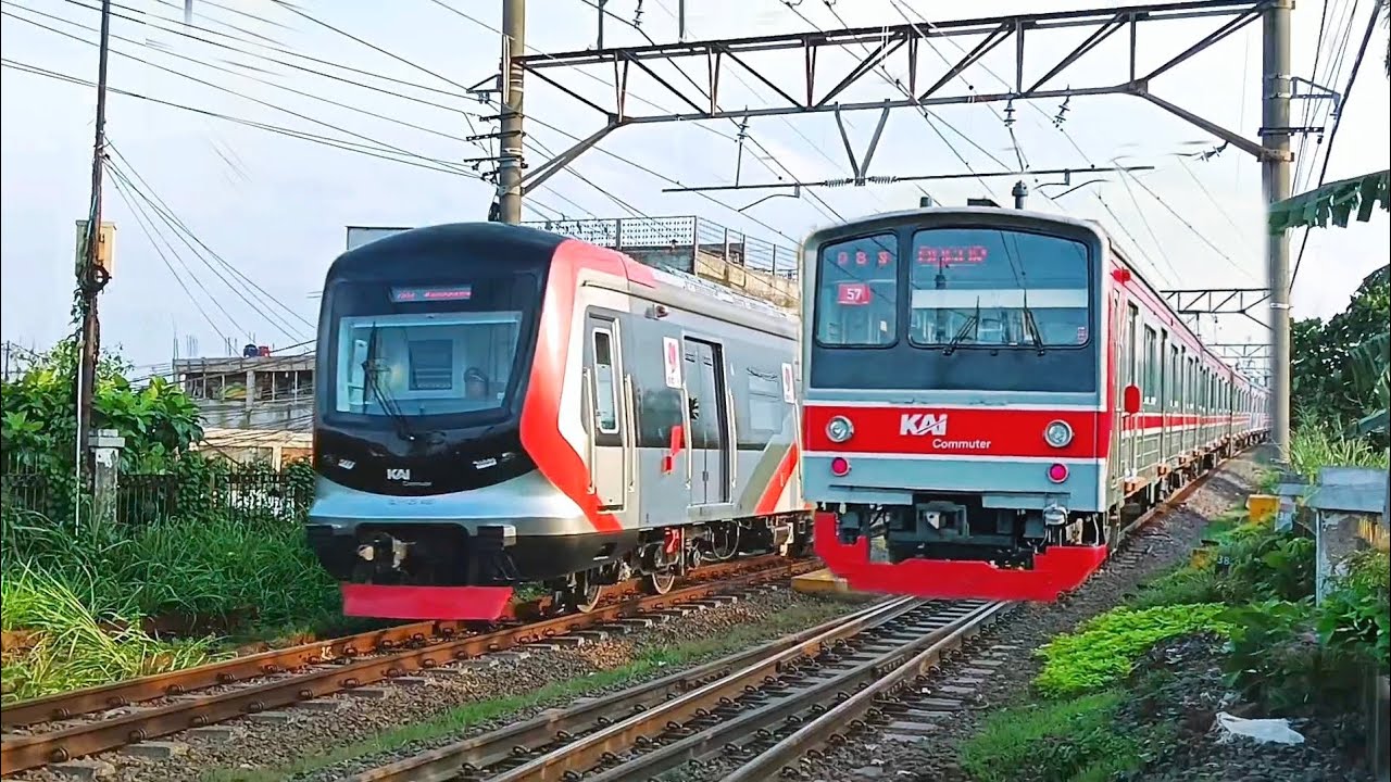 Berburu KRL di dekat perlintasan Citayam CRRC - JR 205 - TM 6000 - INKA CLI 225