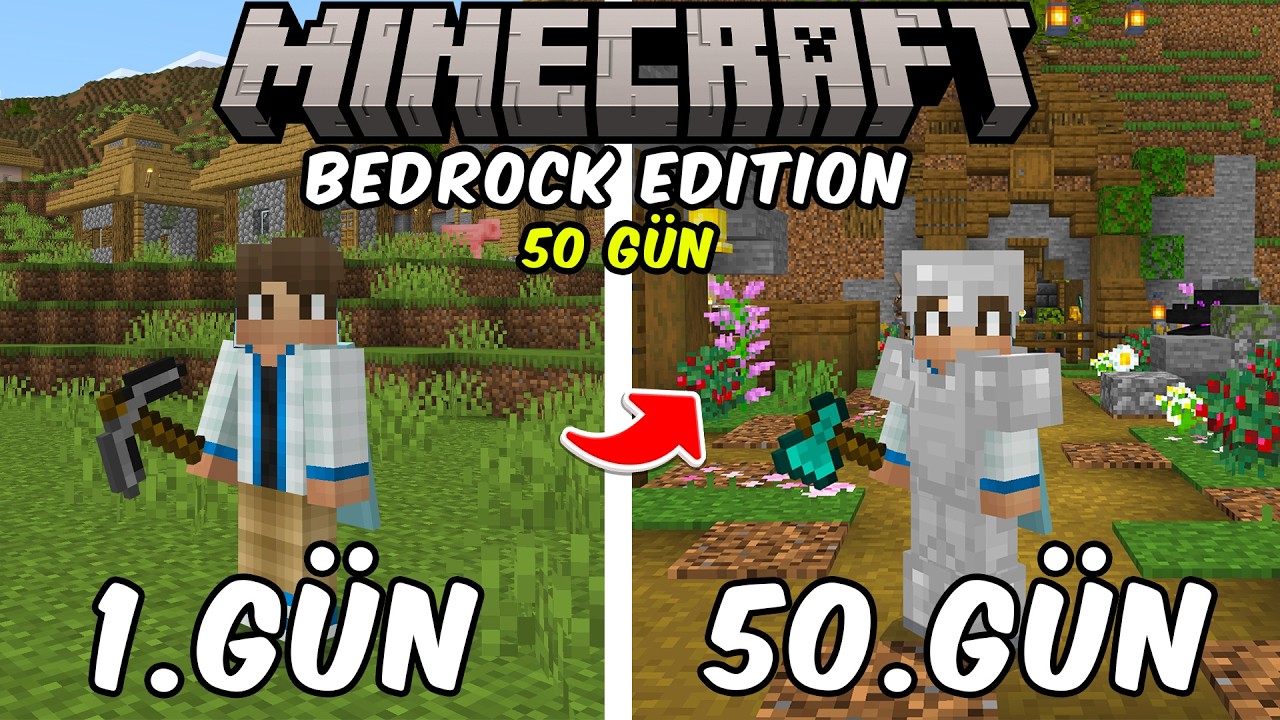 Minecraft Bedrock'ta 100 Gün Hayatta Kalmak (Part 1)
