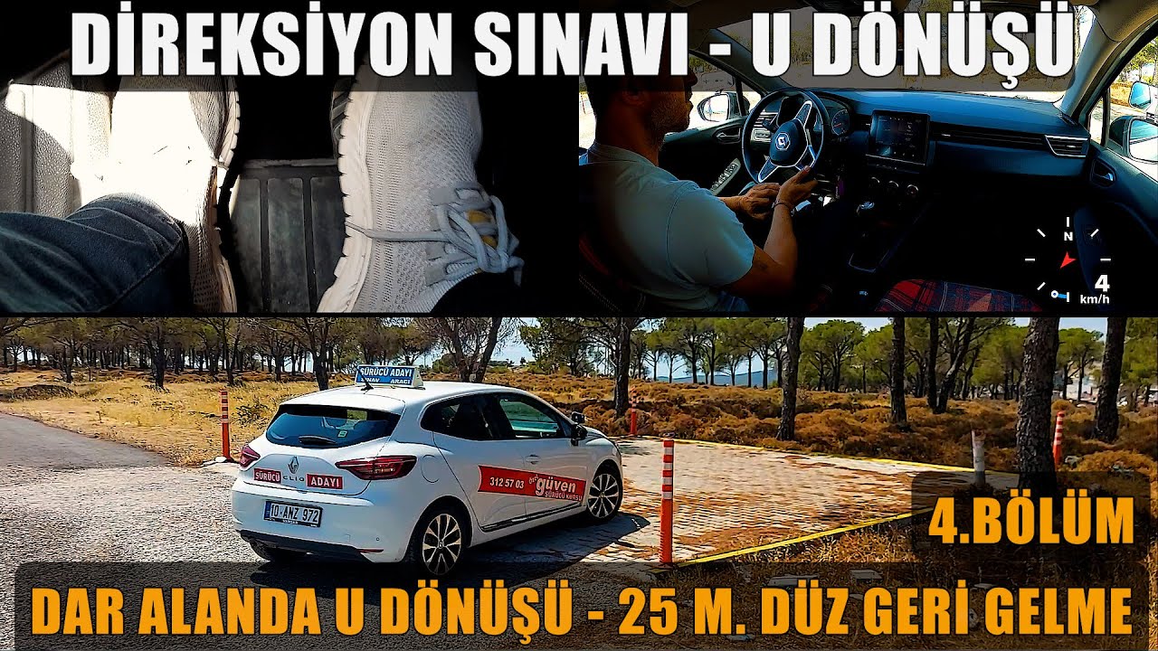 Dar Alanda U Dönüşü - 25m. Düz Geri Gelme / Direksiyon Sınavı 4.Bölüm