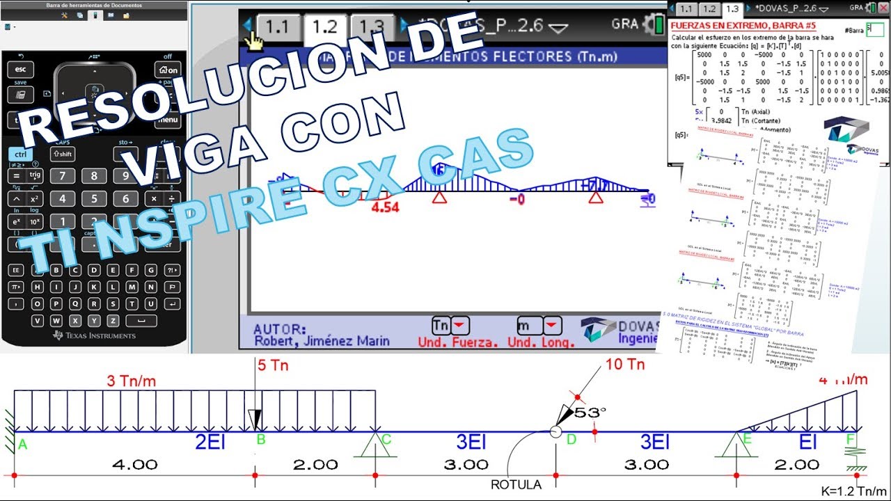 VIGAS PARA TI NSPIRE CX CAS - DOVAS PRO 2.6 - MÉTODO MATRICIAL