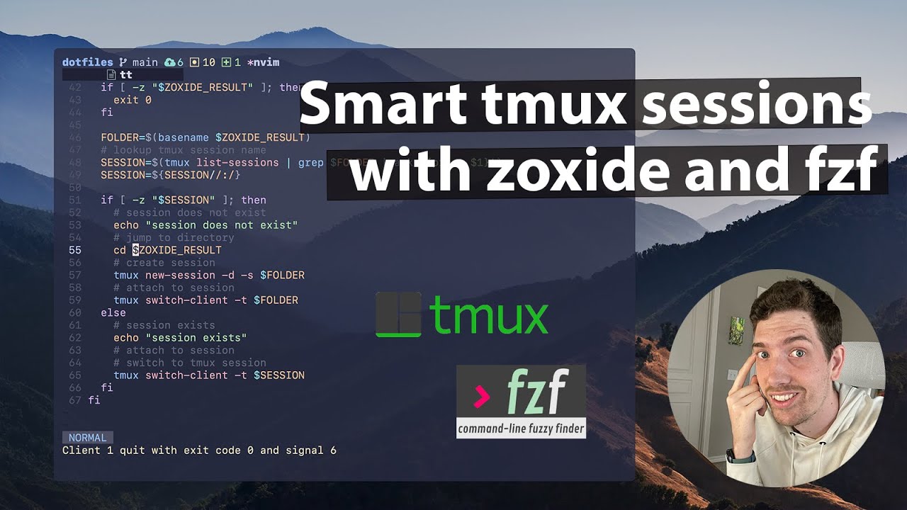 Умные сеансы tmux с zoxide и fzf