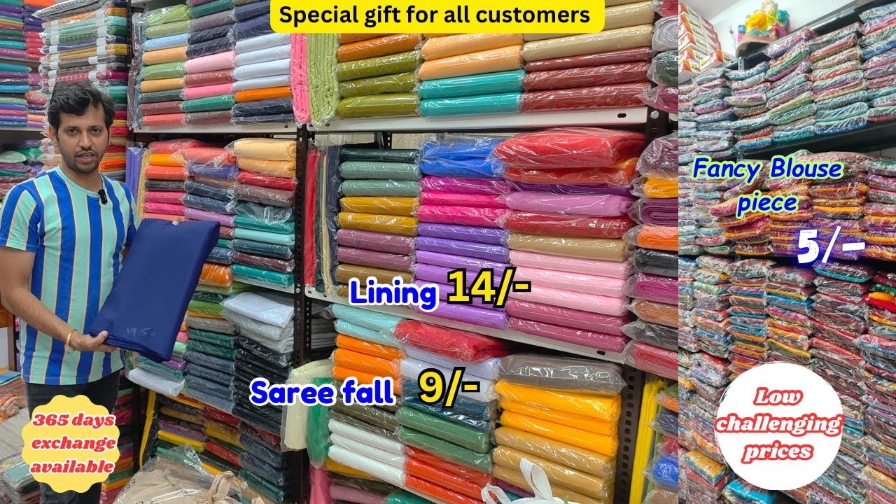 Wholesale shop in Hyderabad || Kala Textiles || Fancy blouses, lining, falls ,saree petticoats