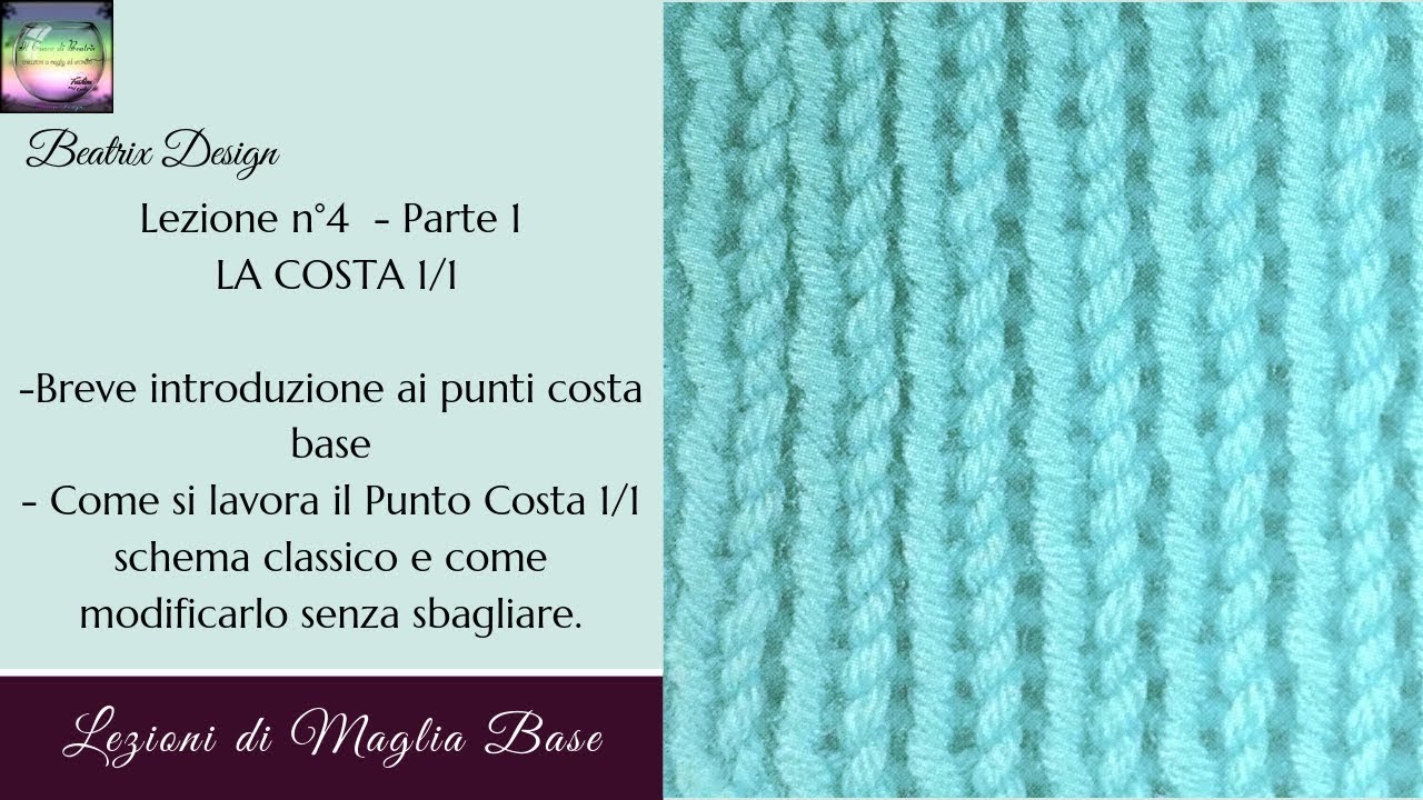 Punto costa  1 a 1 Lezioni di maglia ai ferri n  4° Parte 1 di 3