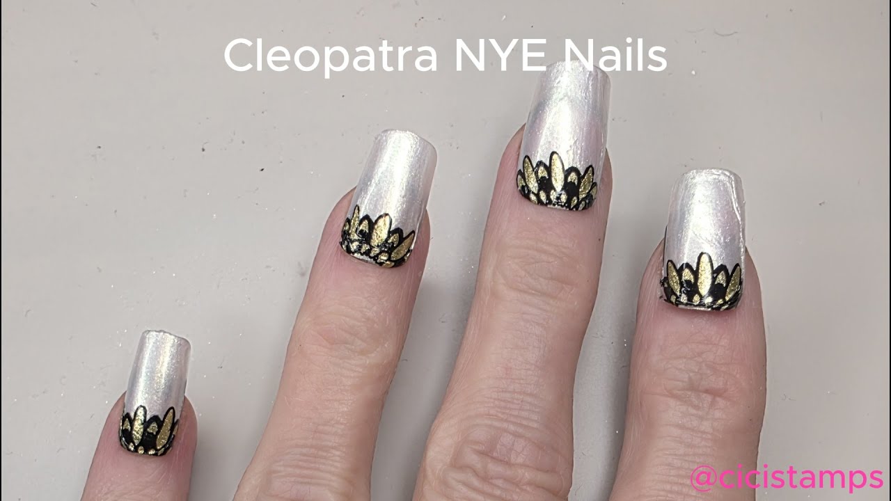 Cleopatra New Years Eve Nail Art - Reverse Stamping Tutorial