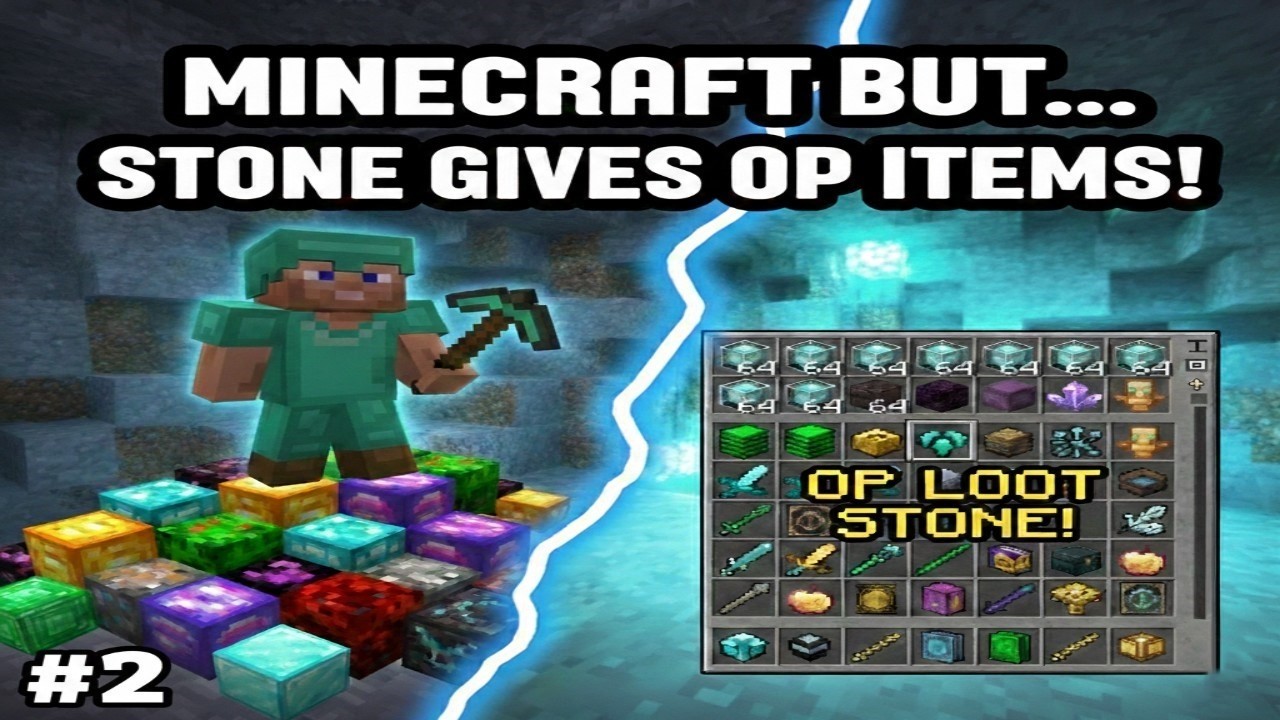 Minecraft But Stone Give Op Item | EP2 | Challenge (38/100) #minecraftdatapack #minecraftpublicsmp