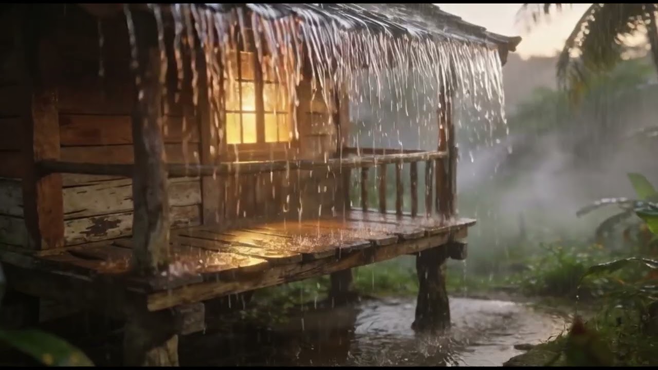 Cozy Rainy Night in a Forest Cabin 🌧️🔥 Relaxing Rain Sounds for Sleep & Study