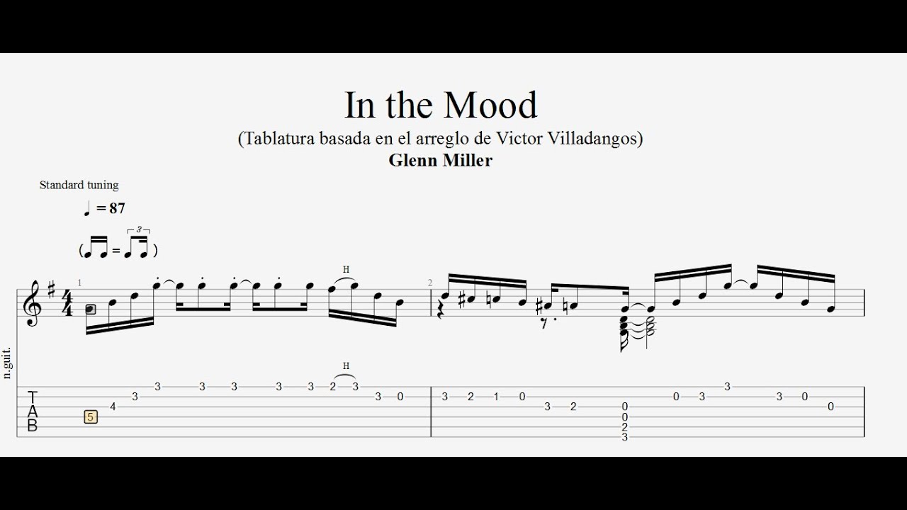 Glenn Miller - In the Mood (Classical Guitar Version) - Tab