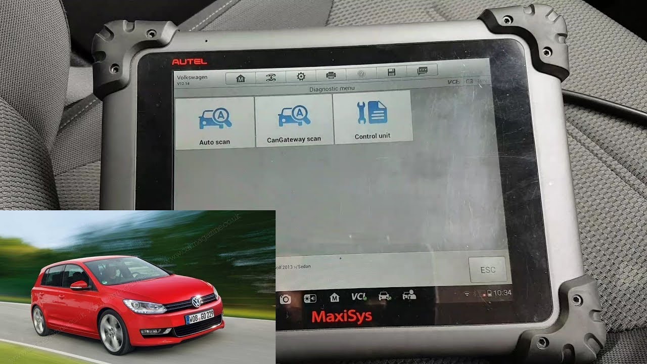 MaxiSys MS908P on a 2014 Volkswagen Golf 1.6 TDI.