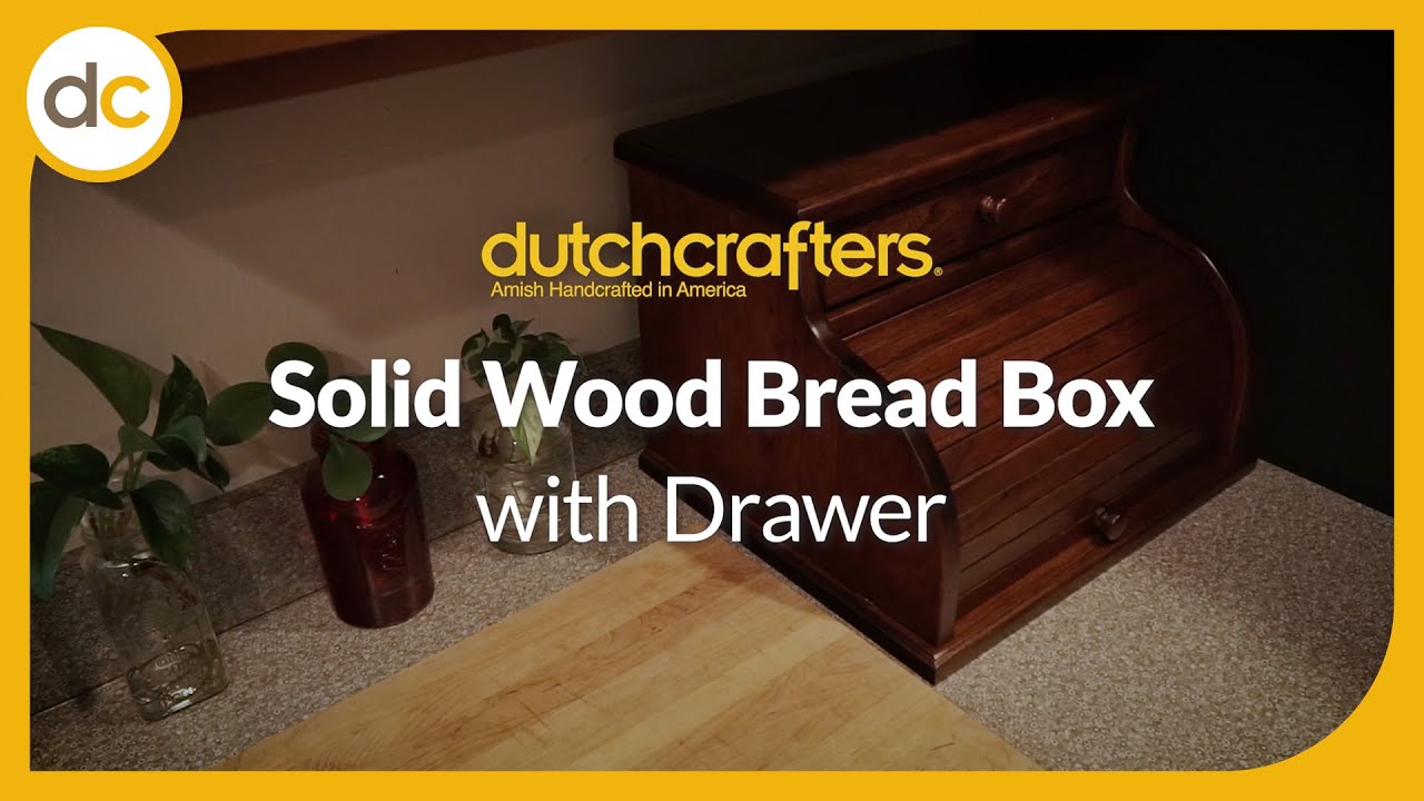 Amish Made Roll Top Bread Box with Drawer