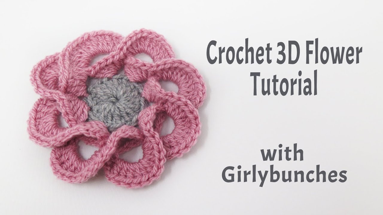 3D Crochet (fan) Flower - Tutorial | Girlybunches
