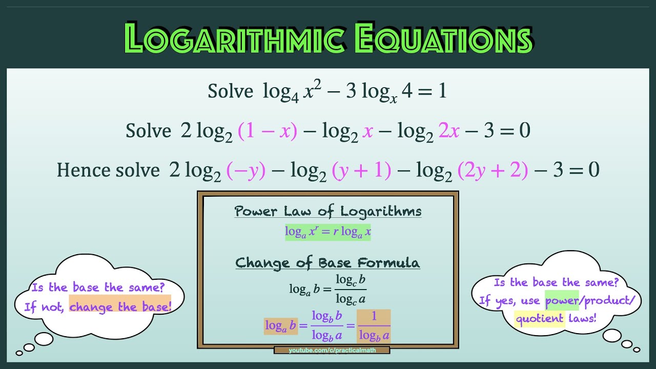 Logarithms - Logarithmic Equations Laws of Logarithms Change of Base | O-Level Additional Math