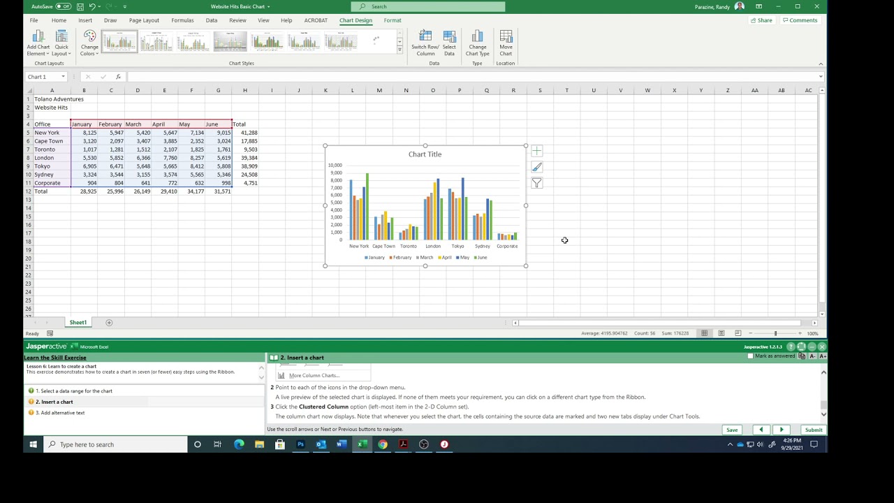 Excel Lesson 6a Creating a Basic Chart