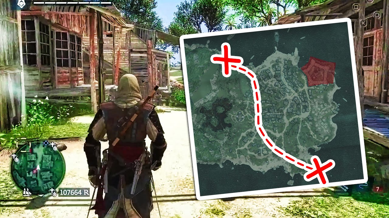 WALKING ACROSS NASSAU in Assassin's Creed 4 Black Flag | Ambient Pirate City Sounds, AC4 Map Size