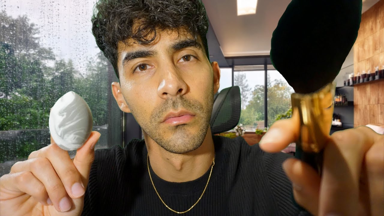 (ASMR) Getting your makeup done on a rainy day by a male makeup artist [Roleplay]