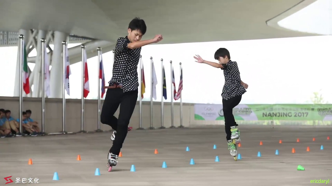 2017 Roller Games，Pair Slalom 4th，Shibagaki Masayoshi，Taiki，南京 2017 全项目轮滑锦标赛 自由式 双人花桩 4th 柴垣匡義 柴垣大輝
