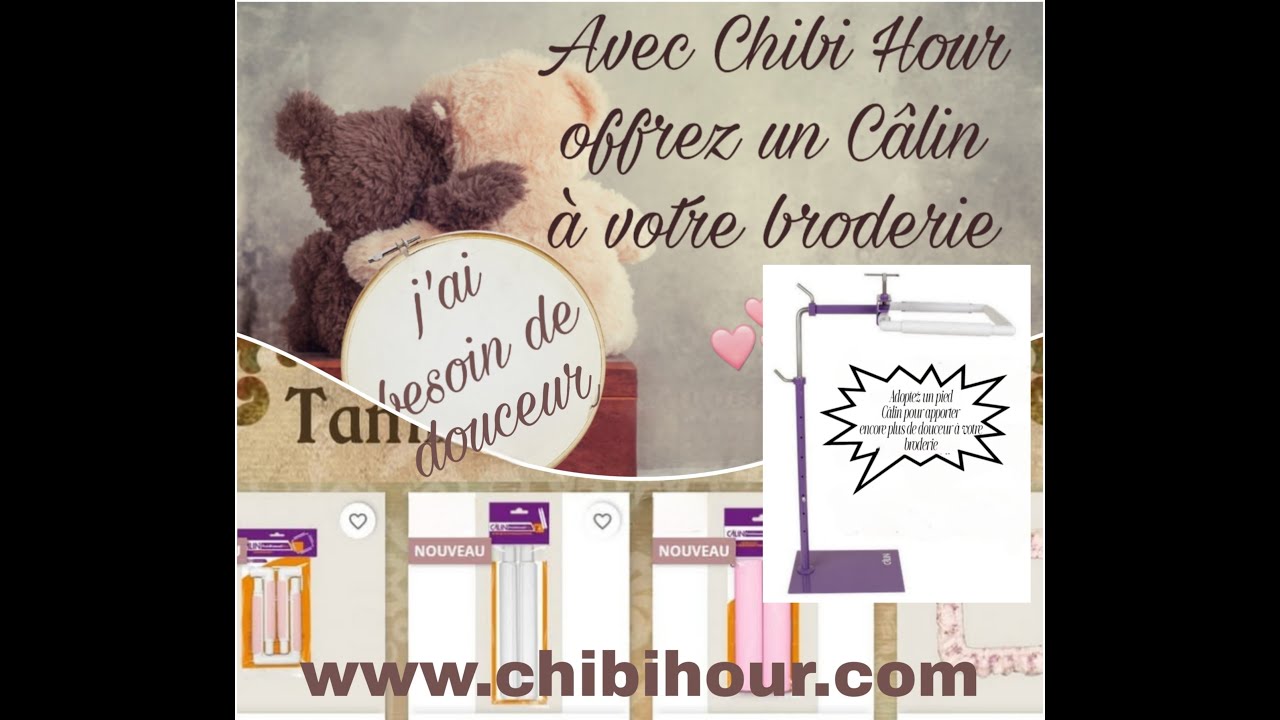Livraison de Câlin : Tambours à broder, support etc