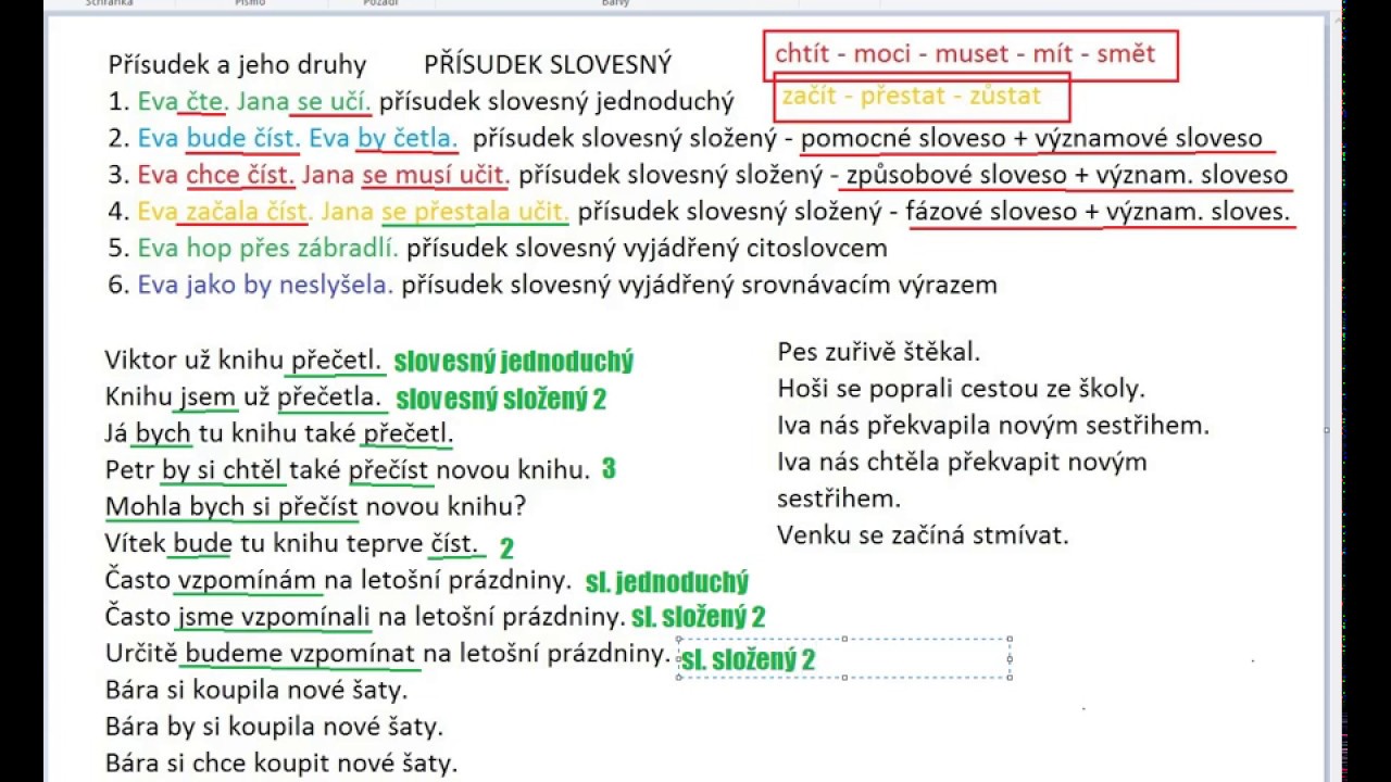 Přísudek slovesný jednoduchý a slovesný složený