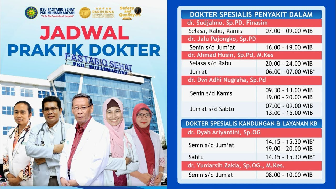 JADWAL DOKTER 2023 RSU FASTABIQ SEHAT PKU MUHAMMADIYAH