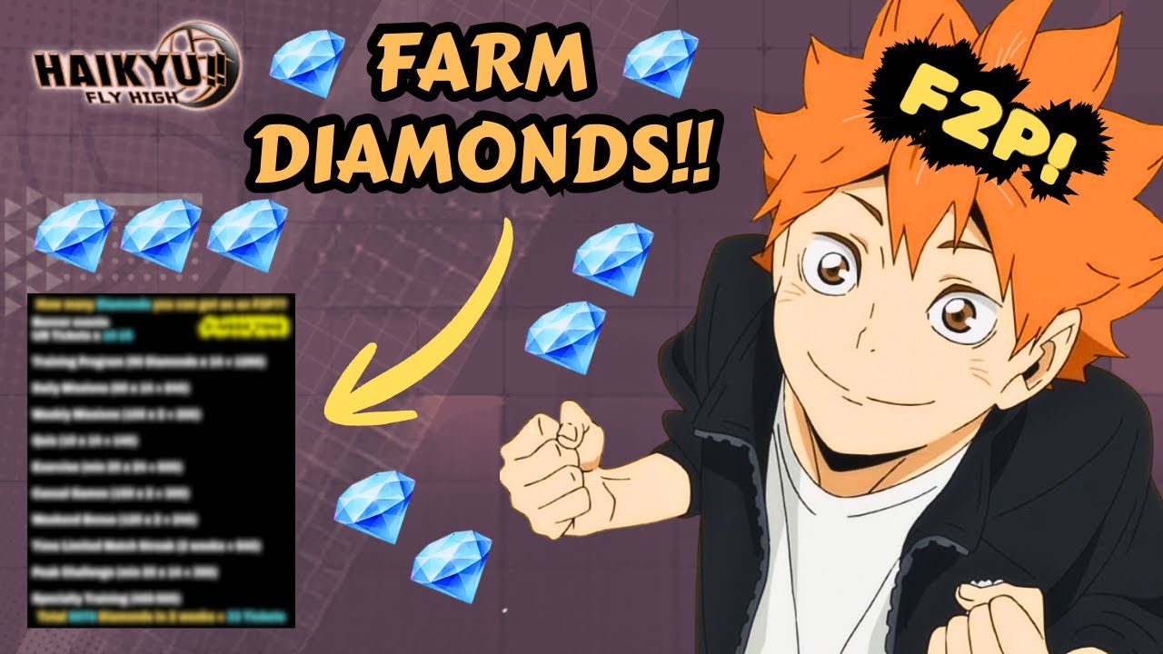 HOW TO GET FREE DIAMONDS!! MONTHLY DIAMOND FARM!! - HAIKYU!! FLY HIGH