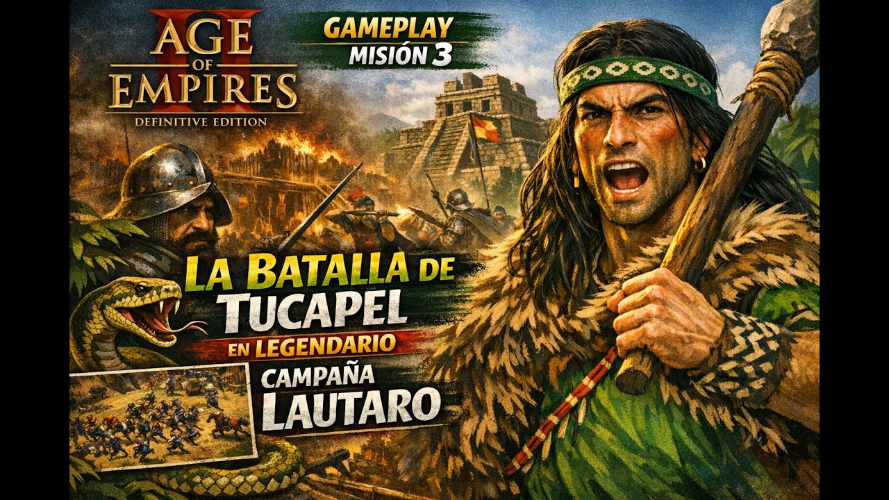 Age Of Empire 2 DE Gameplay Mision 3 La Batalla de Tucapel en Legendario Campaña Lautaro
