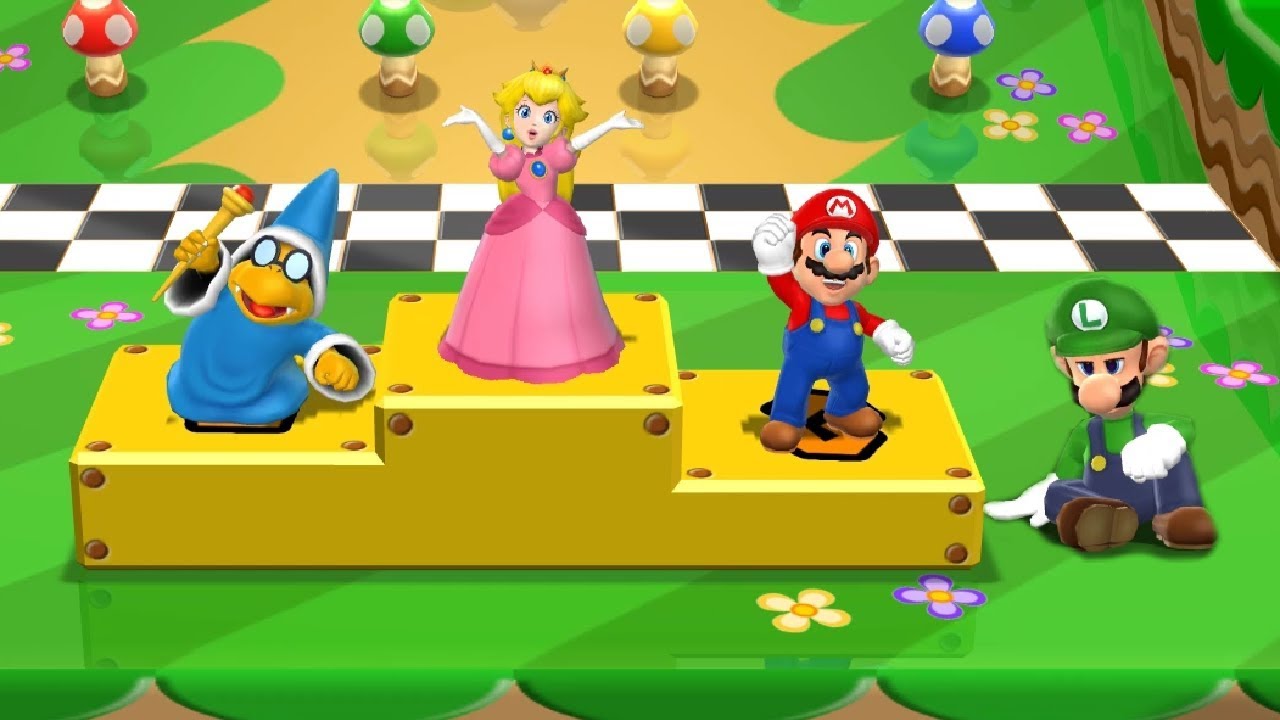 Mario Party 9 Garden Battle - Peach vs Mario vs Luigi vs Kamek| Cartoons Mee