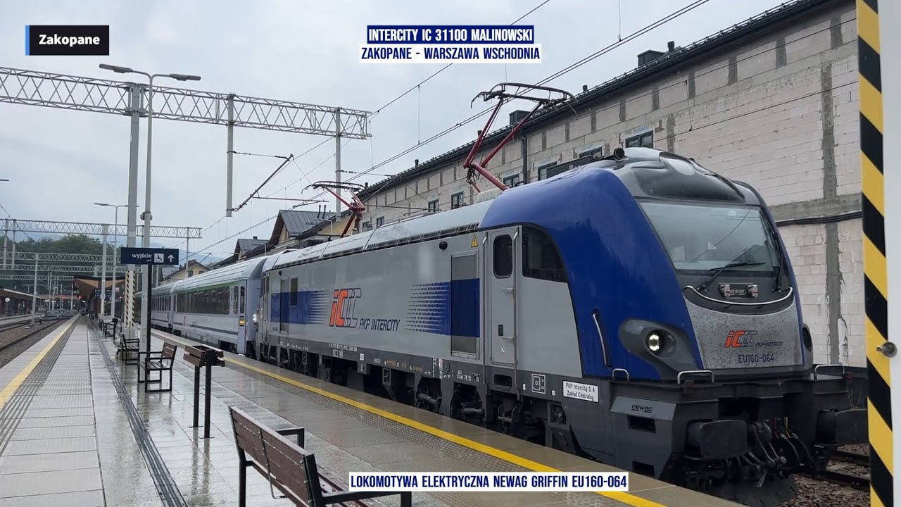 Train Intercity IC 31100 MALINOWSKI Zakopane - Warszawa Wschodnia Polska z tyłu pociągu rear view
