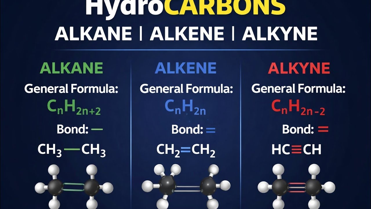 Hydrocarbon alkane,alkene,alkyne General formula And structure @Bond with Student 