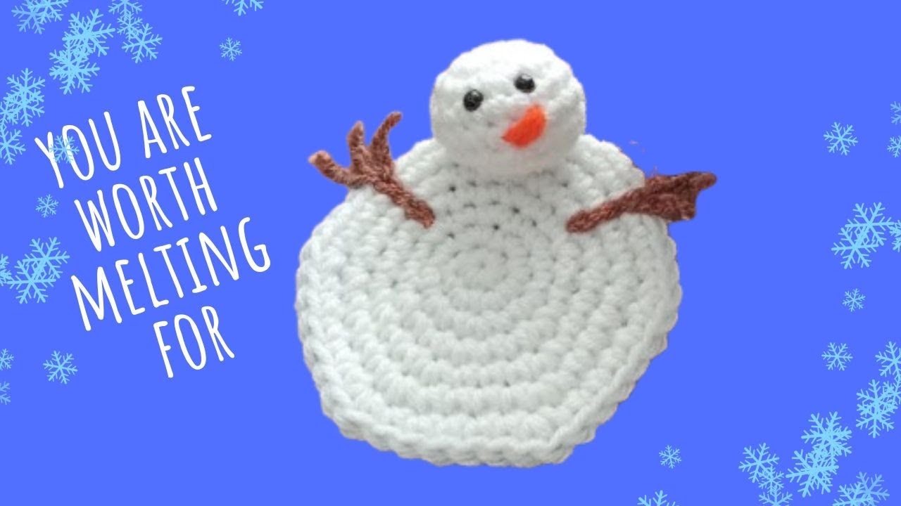 How to Crochet Coasters. MELTING SNOWMAN Coasters Tutorial.