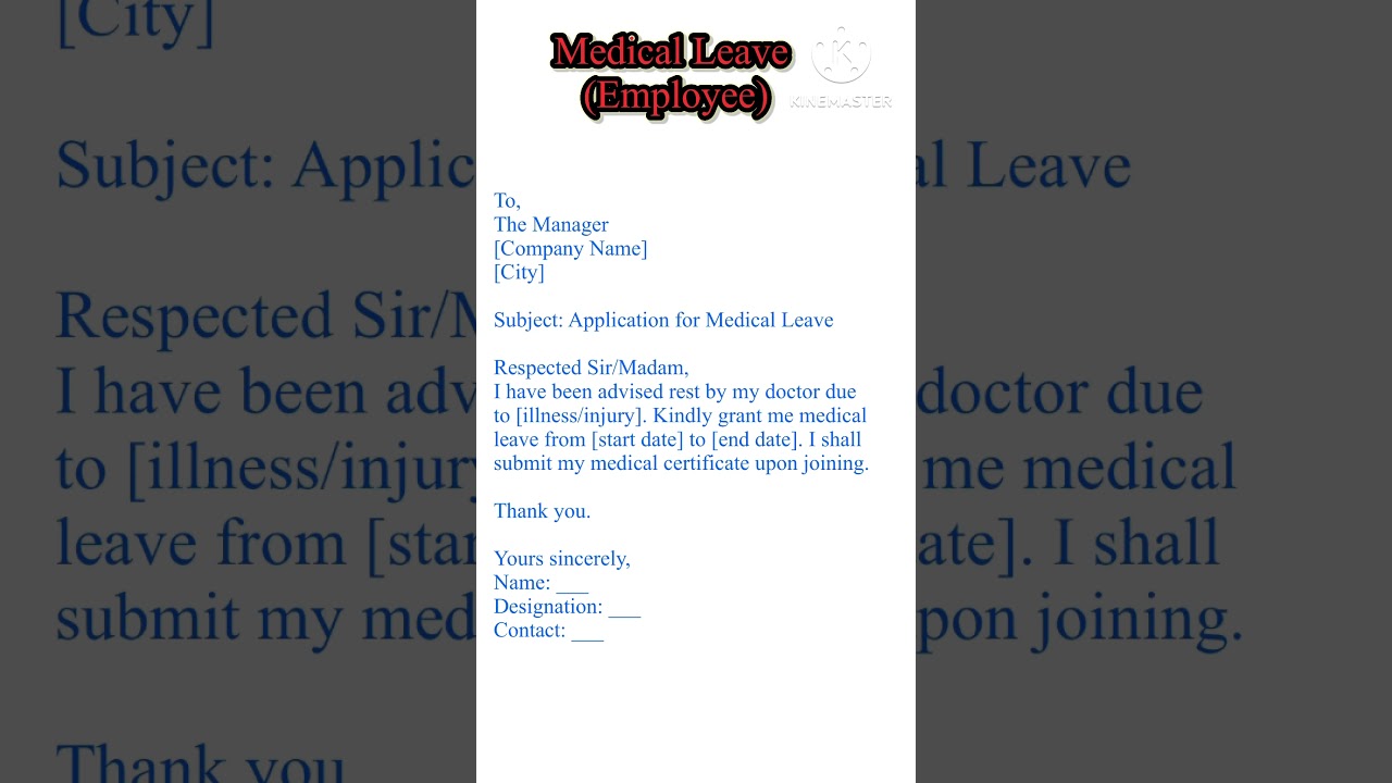 medical leave application for employee | sick leave application for office | #leaveapplication