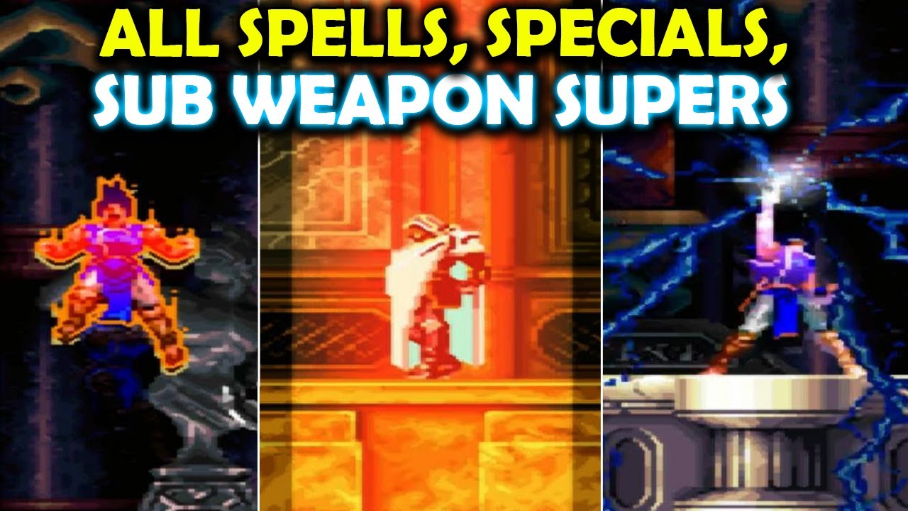 Castlevania SOTN (1997) - All Alucard Spells, All Richter Specials & Sub Weapon Super Attacks
