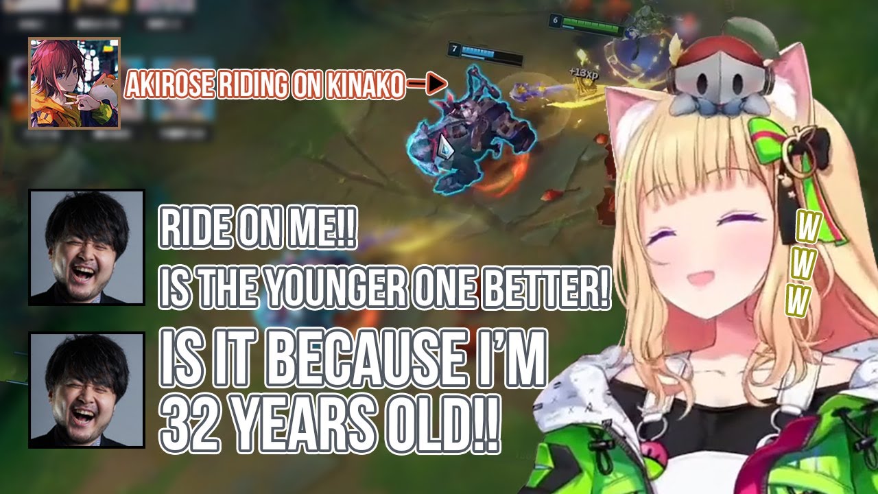 [LoL] Akirose Keep Ride on Kinako Instead of K4sen When Using Yuumi [Aki Rosenthal/Hololive