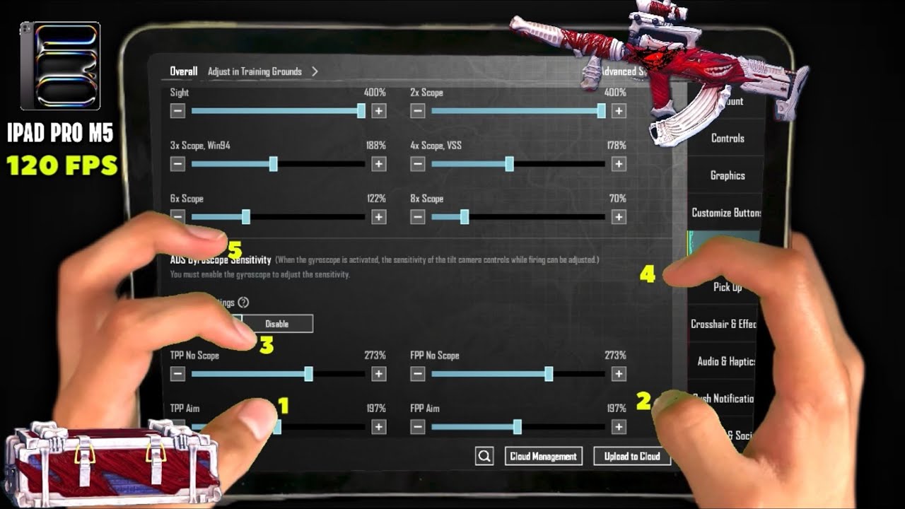 BEST 0 RECOIL SENSITIVITY & CONTROLS IPAD PRO (120 FPS)!! 5 Fingers Claw Handcam | PUBG MOBILE
