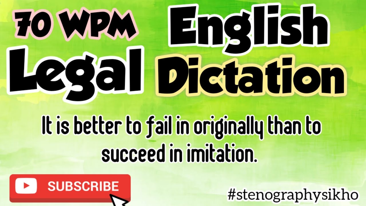 #04 70 WPM English Legal Dictation | 70 Speed English Legal Dictation | Shorthand #stenographysikho