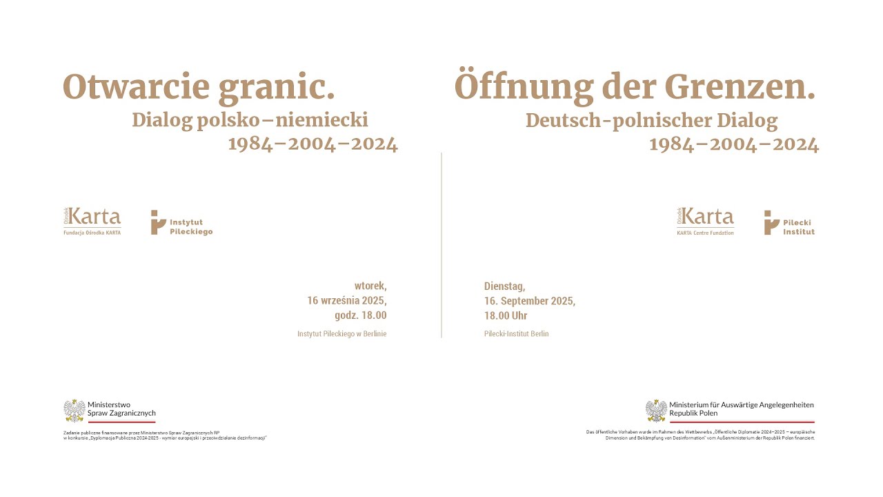 « Ouverture des frontières. Dialogue polono-allemand 1984-2004-2024 » débat à Berlin FR
