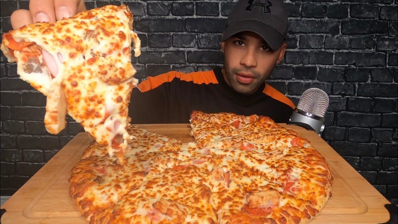 (ASMR) DOMINO'S PIZZA MUKBANG | 4 MEAT DOUBLE CHEESE