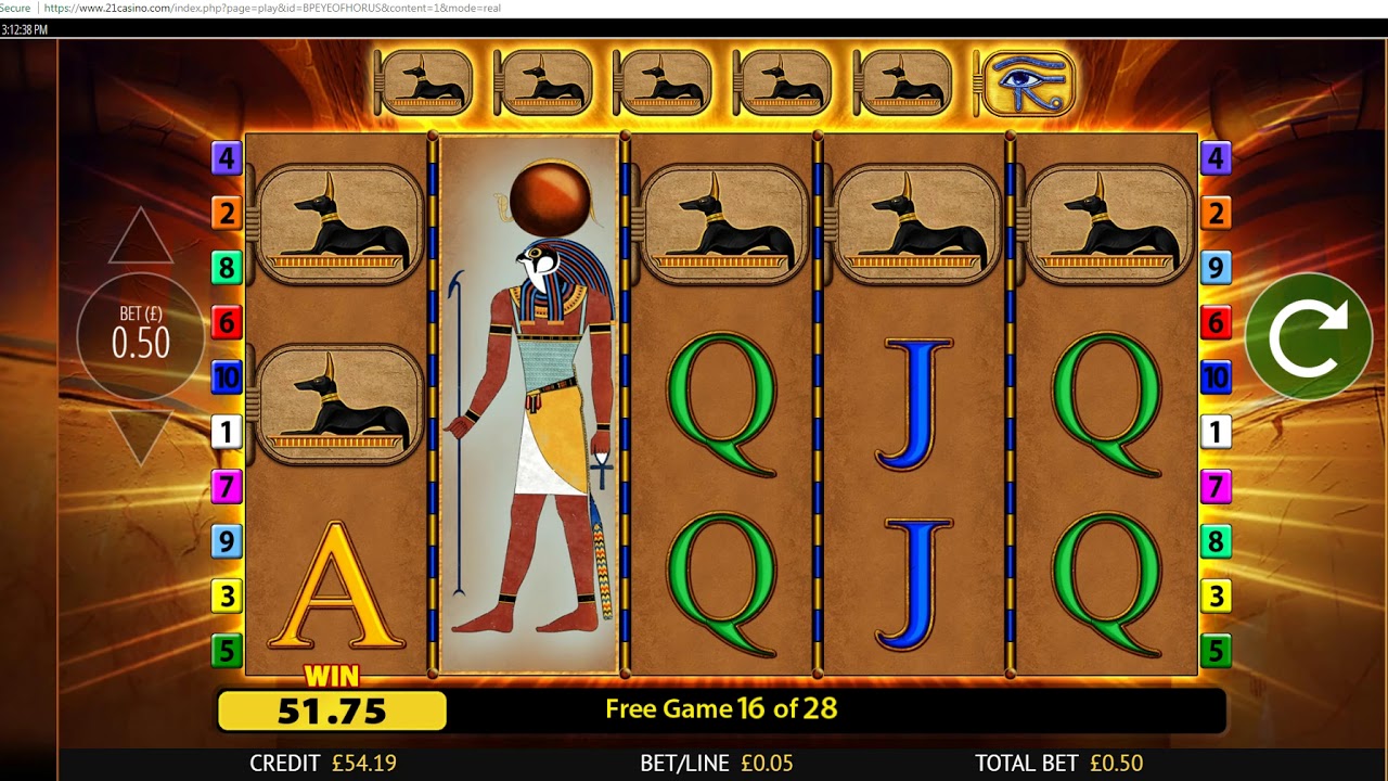 Big win and re-trigger on  Eye of Horus