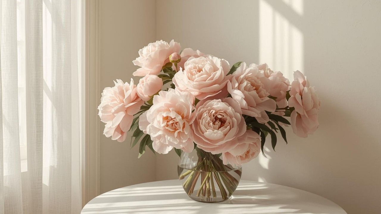 Blush Pink Peony Bouquet Still Life Vintage Painting | Frame TV Art | 2-Hour Screensaver