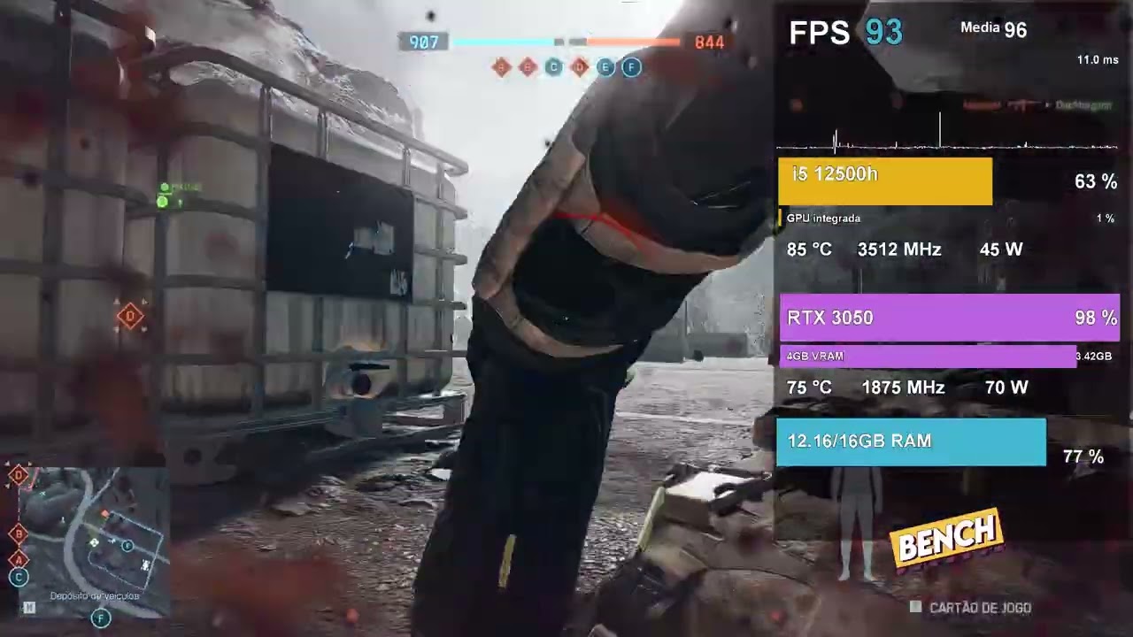 Battlefield 6 Beta no Dell G15 5520 (3050 4GB I5 12500H)