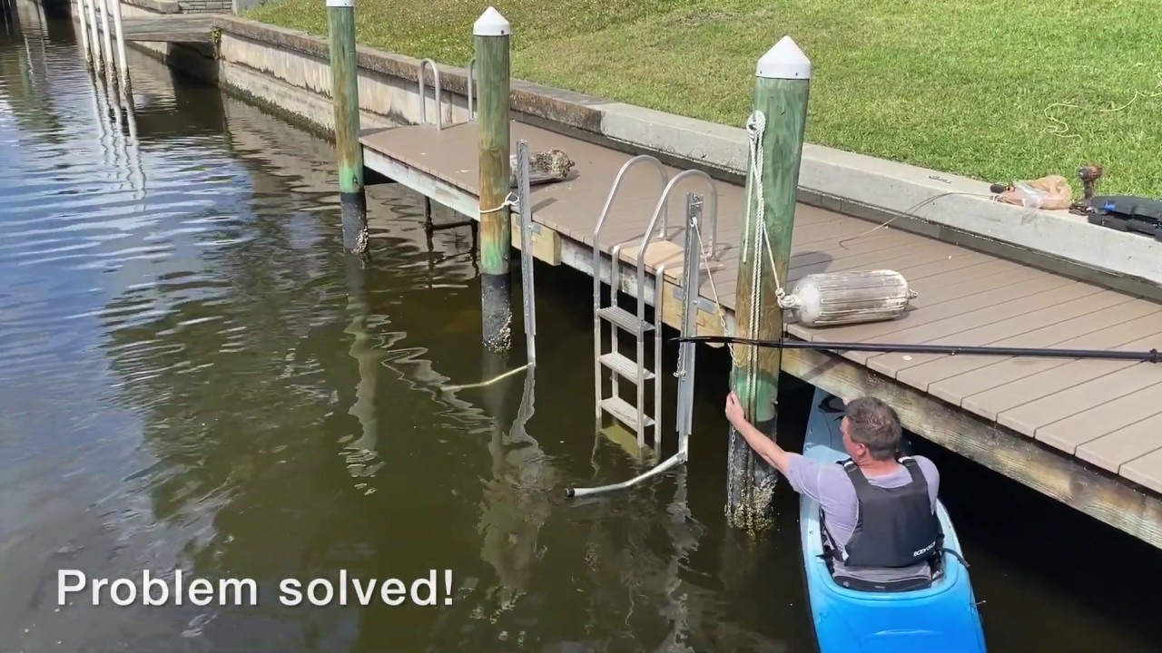 KayaArm Kayak Launch + Kayak Lift + Kayak Rack Storage from high dock in Tidal Waters
