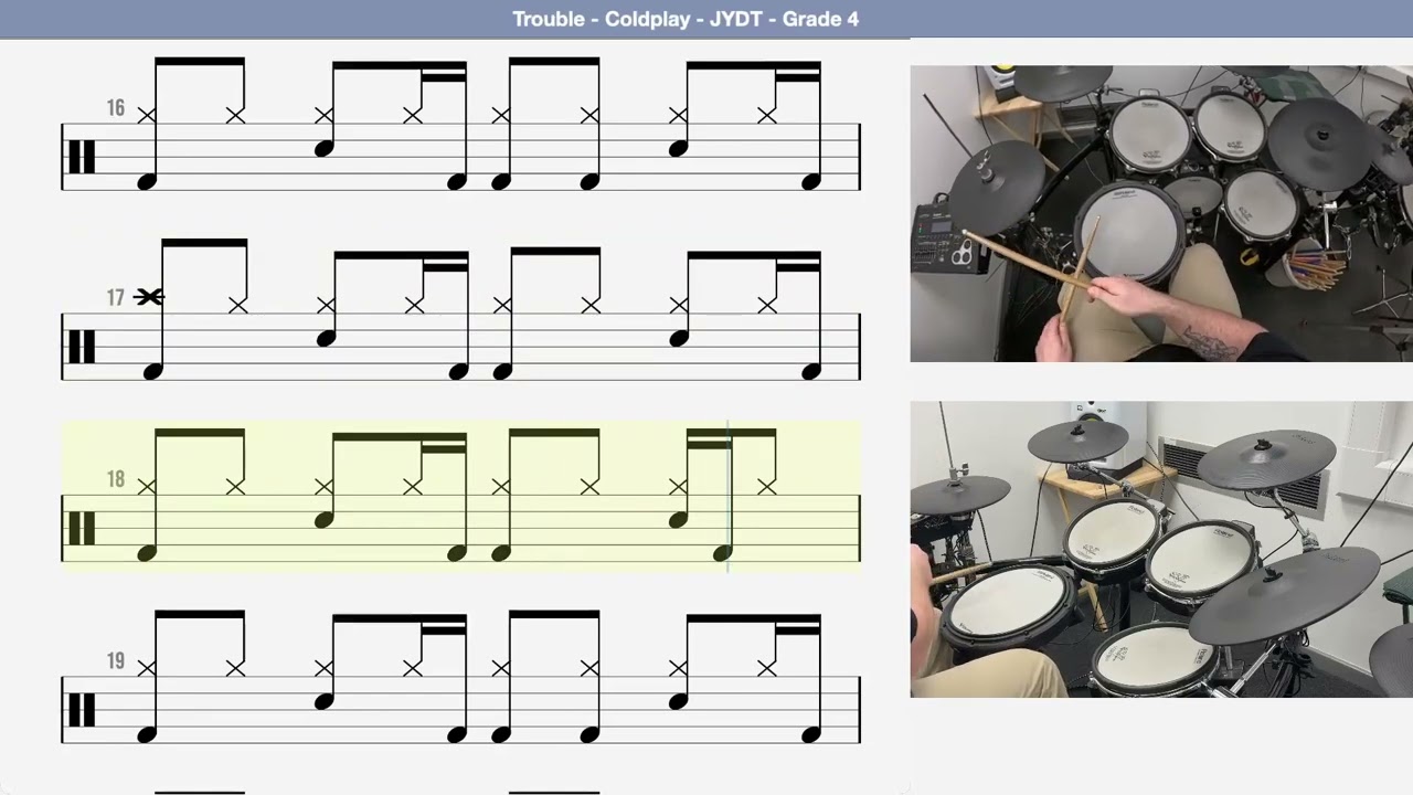🥁 How To Play - Trouble   Coldplay   JYDT   Grade 4