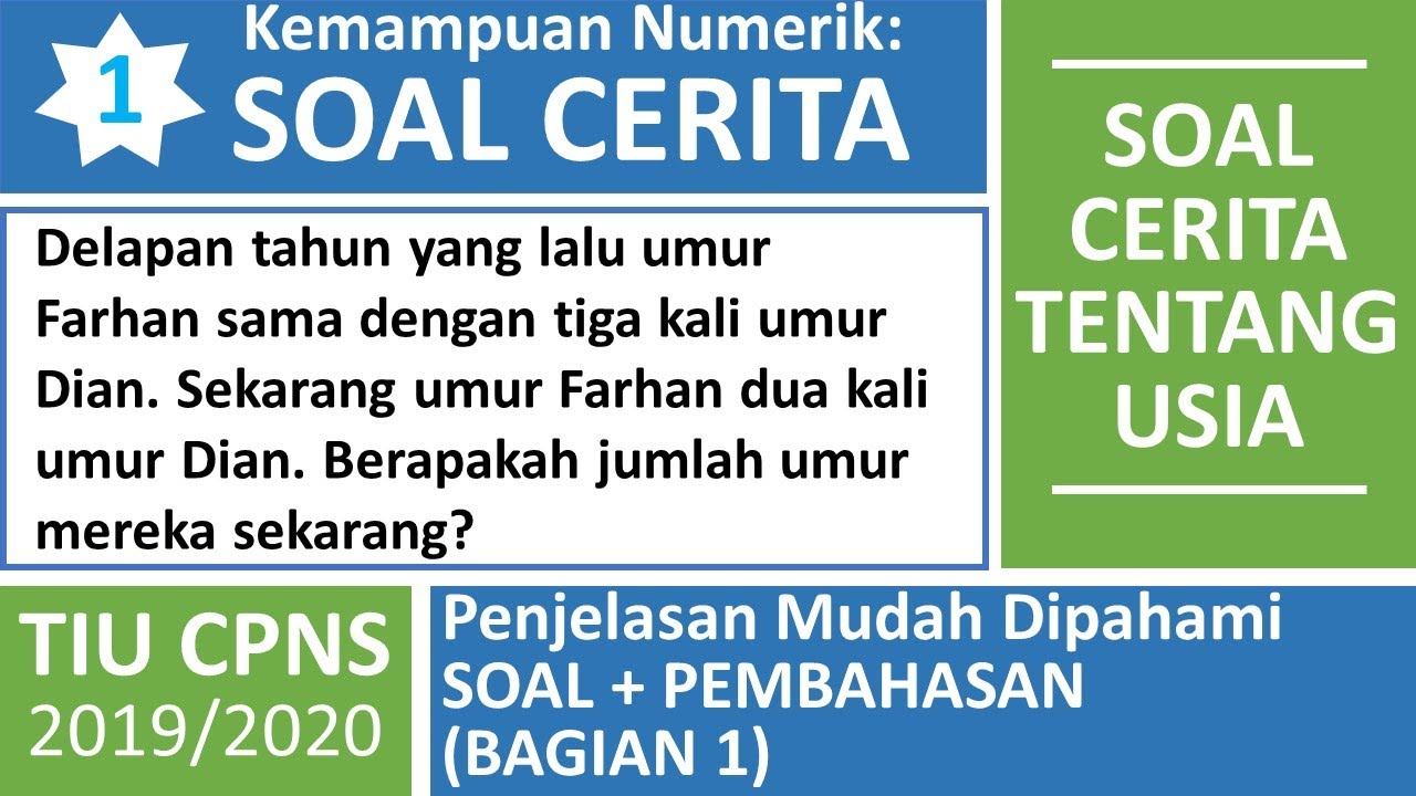 TIU CPNS 2020 - Kemampuan Numerik: Soal Cerita tentang Usia