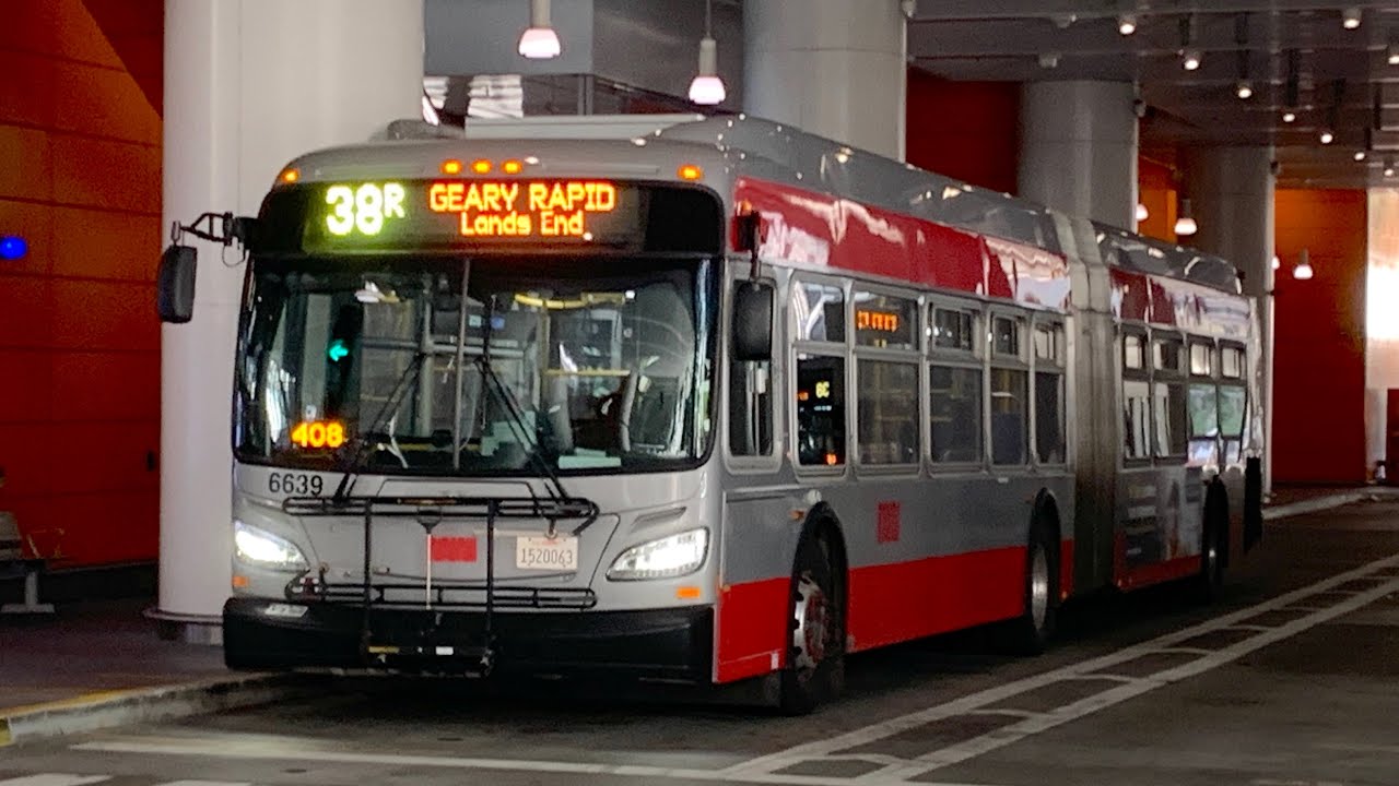 (FULL ROUTE) SF MUNI #6639 on 38R Geary Rapid - Outbound to Lands End - 48th Av