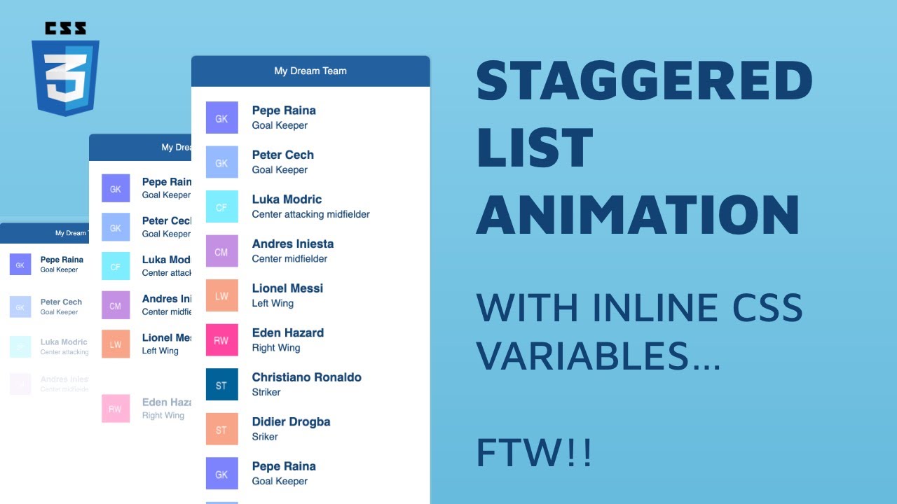 Staggered list animation with CSS inline variables